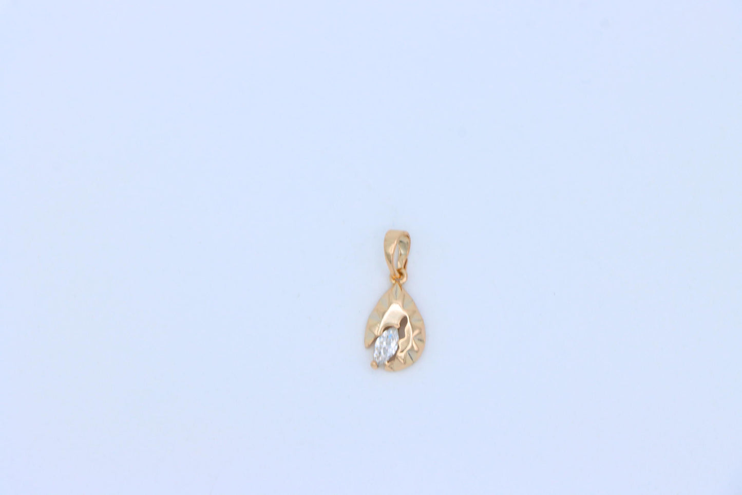 Teardrop Leaf Pendant with Marquise White Stone in Gold Finish, XPPT1727 (2150-9)