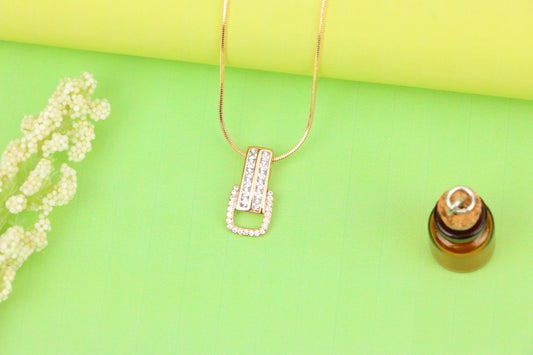 Modern Geometric Rectangle Rose Gold Pendant with Sparkling Accents, XPPT1282 (2128-8)