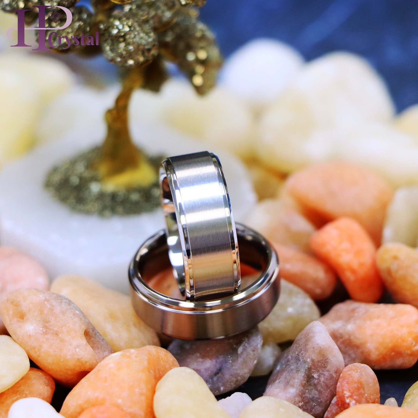 Titanium Ring Flat Brushed Center Polished Shiny Edge