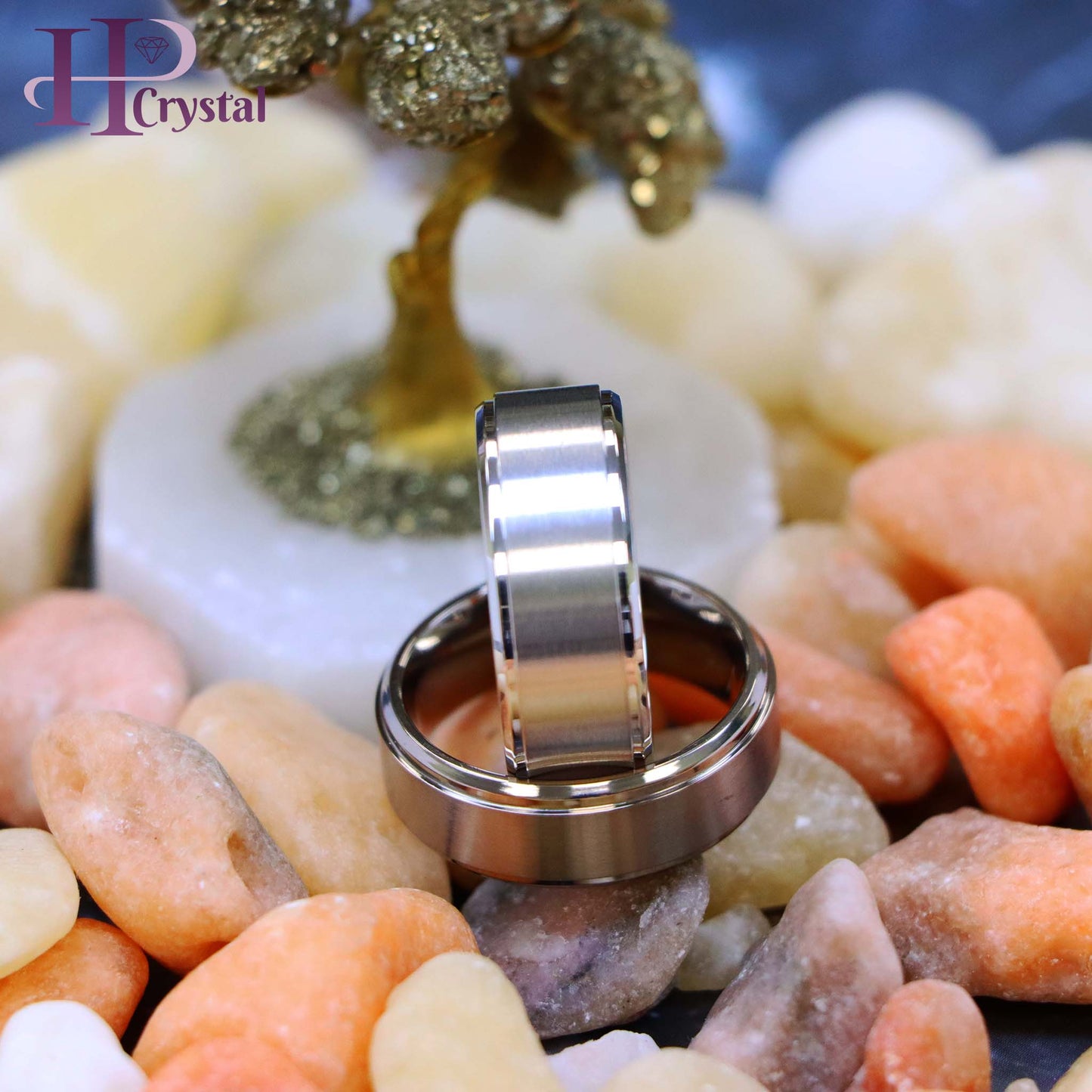 Titanium Ring Flat Brushed Center Polished Shiny Edge
