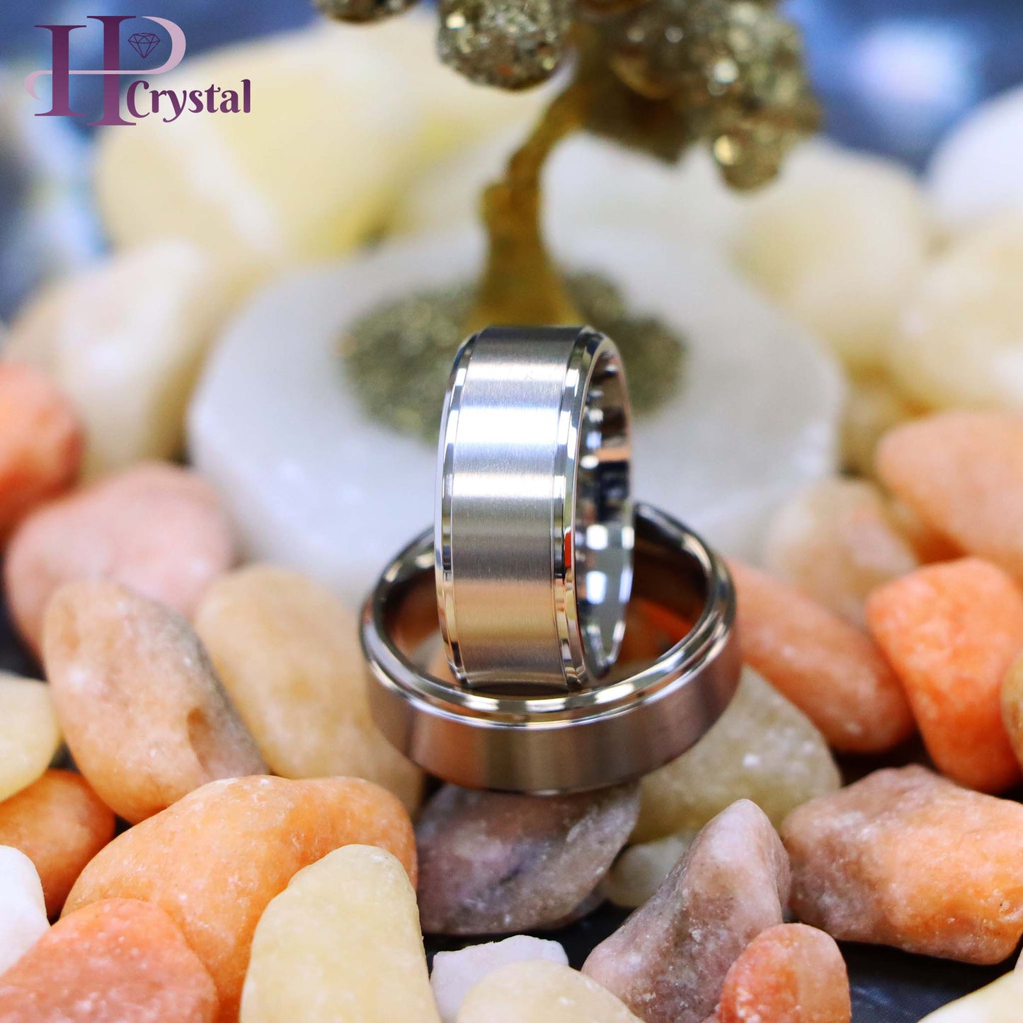 Titanium Ring Flat Brushed Center Polished Shiny Edge