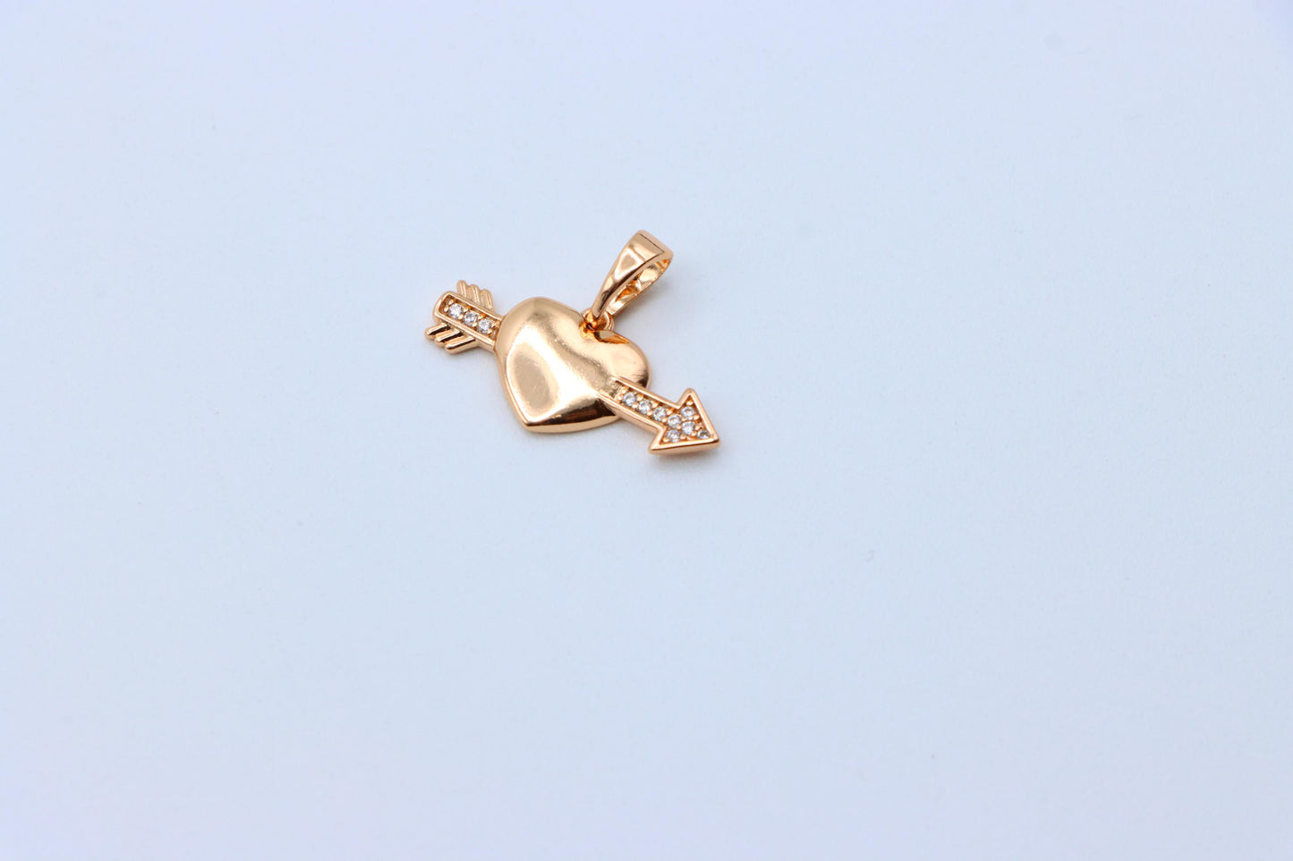 Rose Gold Heart Pendant with Arrow and Crystal Detailing, XPPT1283 (2128-9)