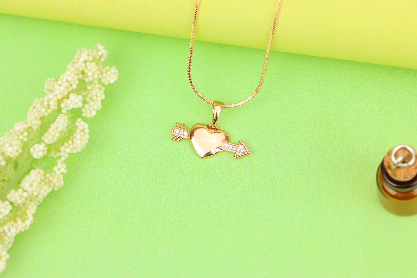 Rose Gold Heart Pendant with Arrow and Crystal Detailing, XPPT1283 (2128-9)