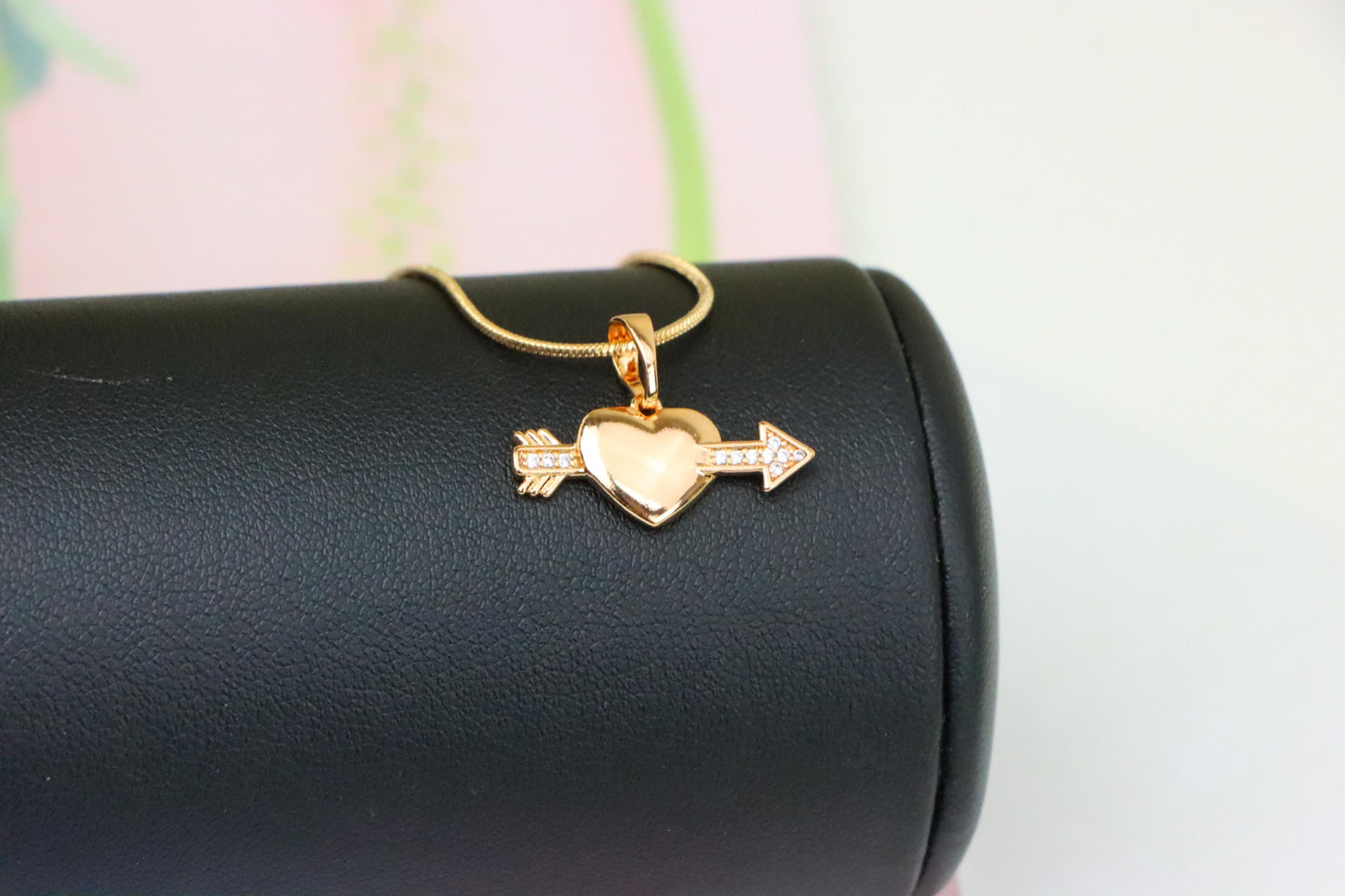 Rose Gold Heart Pendant with Arrow and Crystal Detailing, XPPT1283 (2128-9)