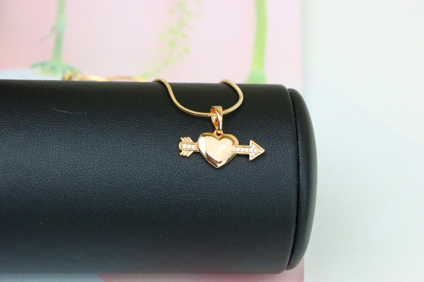 Rose Gold Heart Pendant with Arrow and Crystal Detailing, XPPT1283 (2128-9)