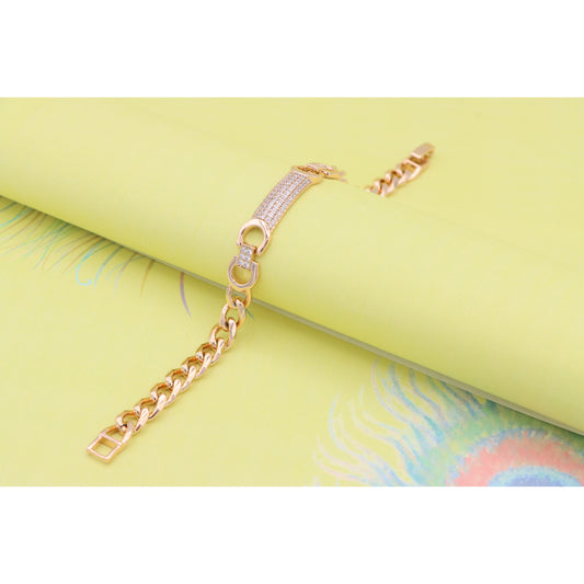 Elegant Rose Gold Bracelet with Pavé Bar & Link Design, XPBL0961 (2096-10)