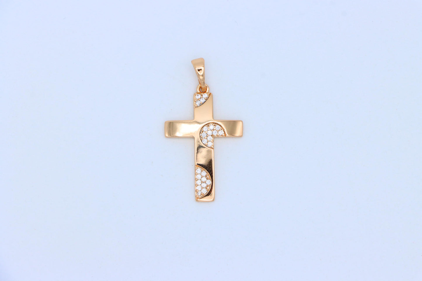 Elegant Rose Gold Cross Pendant with Crystal Accents for Women & Men, XPPT1738 (2151-3)