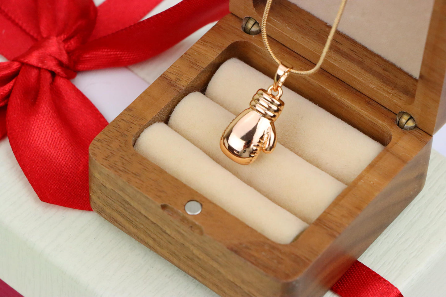 Boxing Glove Rose Gold Pendant for Sporty Charm, XPPT1285 (2129-1)