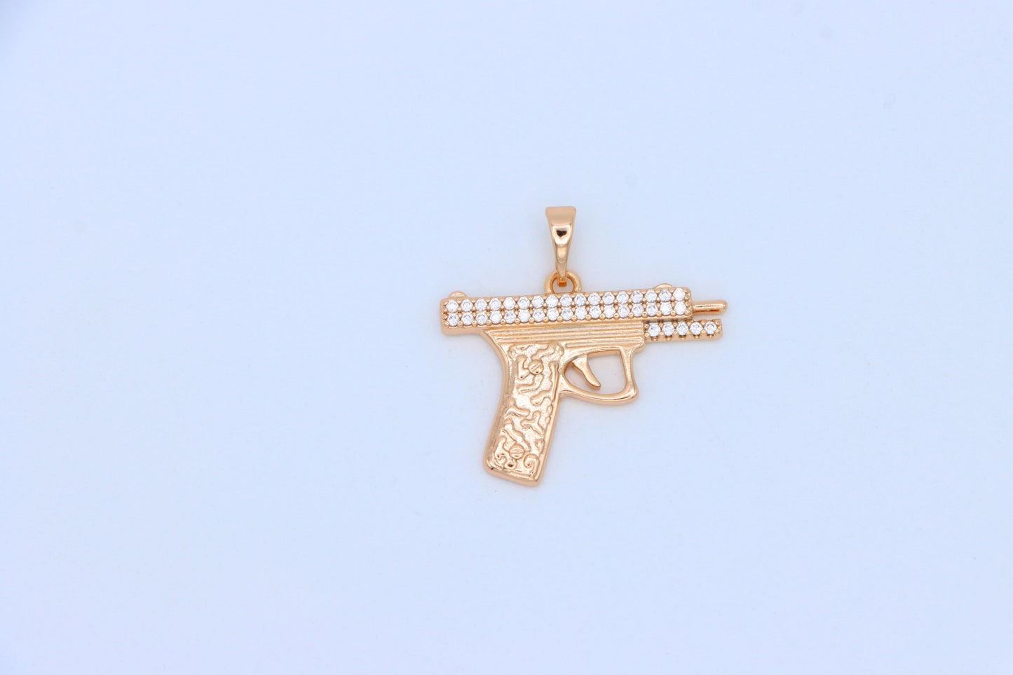 Stylish Gun-Shaped Rose Gold Pendant with Stone Detail, XPPT1286 (2129-2)