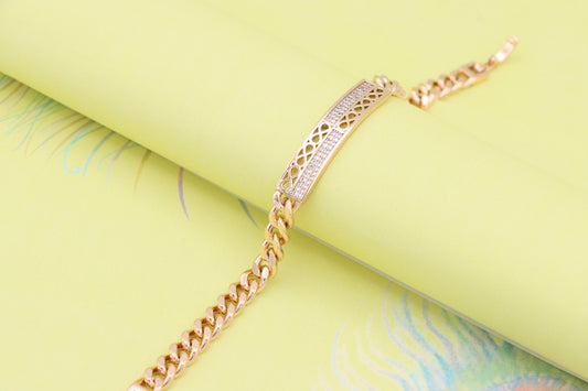 Elegant Rose Gold Bracelet with Teardrop Cutouts & CZ Accents, XPBL0963 (2097-2)