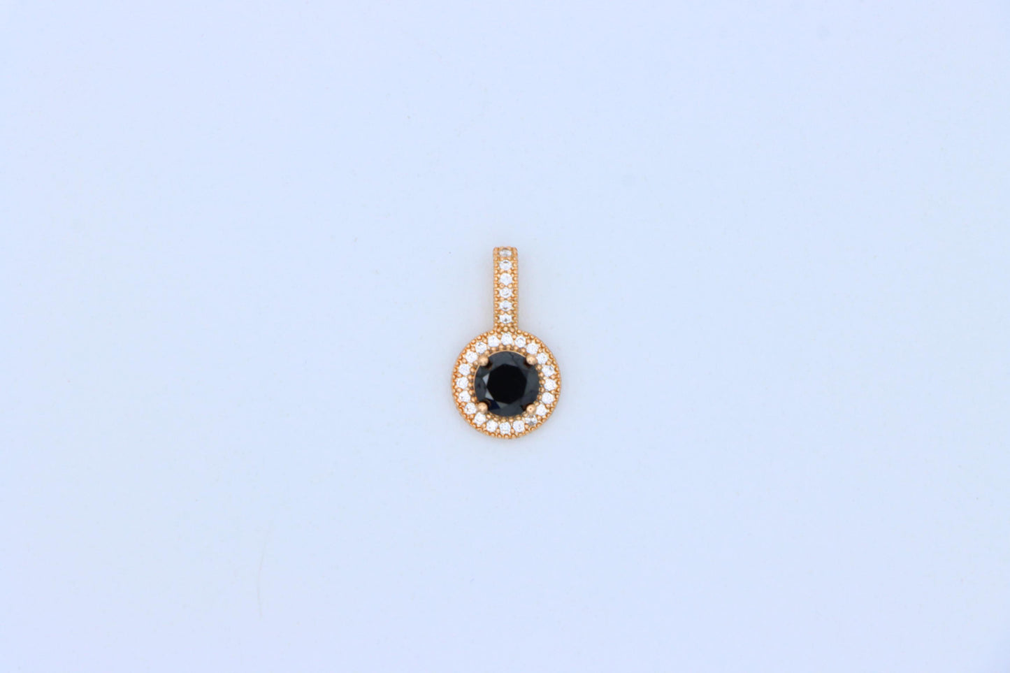Gold Plated Black Round Pendant with Crystal Halo for Women, XPPT1740 (2151-4)