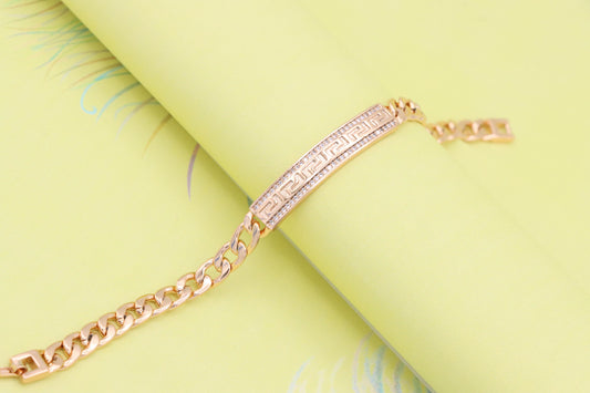 Elegant Greek Key Rose Gold Bracelet with Sparkling CZ Accents, XPBL0964 (2097-3)