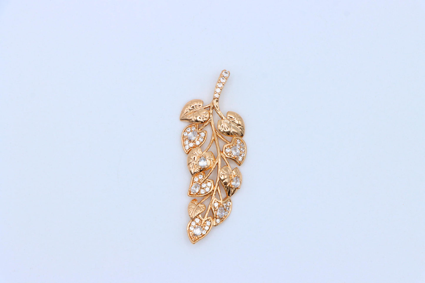 Stylish Rose Gold Leaf Necklace with Sparkling CZ, XPNL1288 (2129-4)
