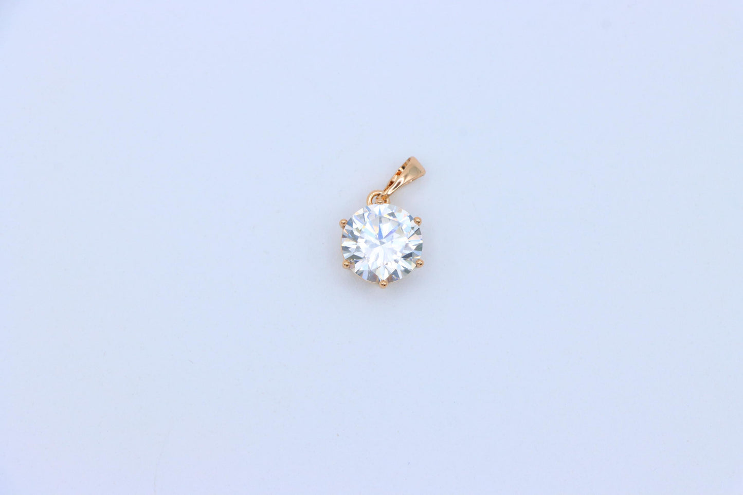 Elegant Round Solitaire Rose Gold Pendant with Sparkling CZ, XPPT1289 (2129-5)