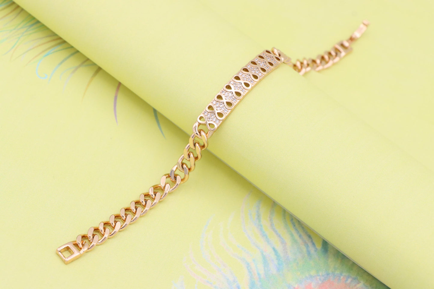 Elegant Infinity Pattern Rose Gold Bracelet with Sparkling CZ Stones, XPBL0965 (2097-4)