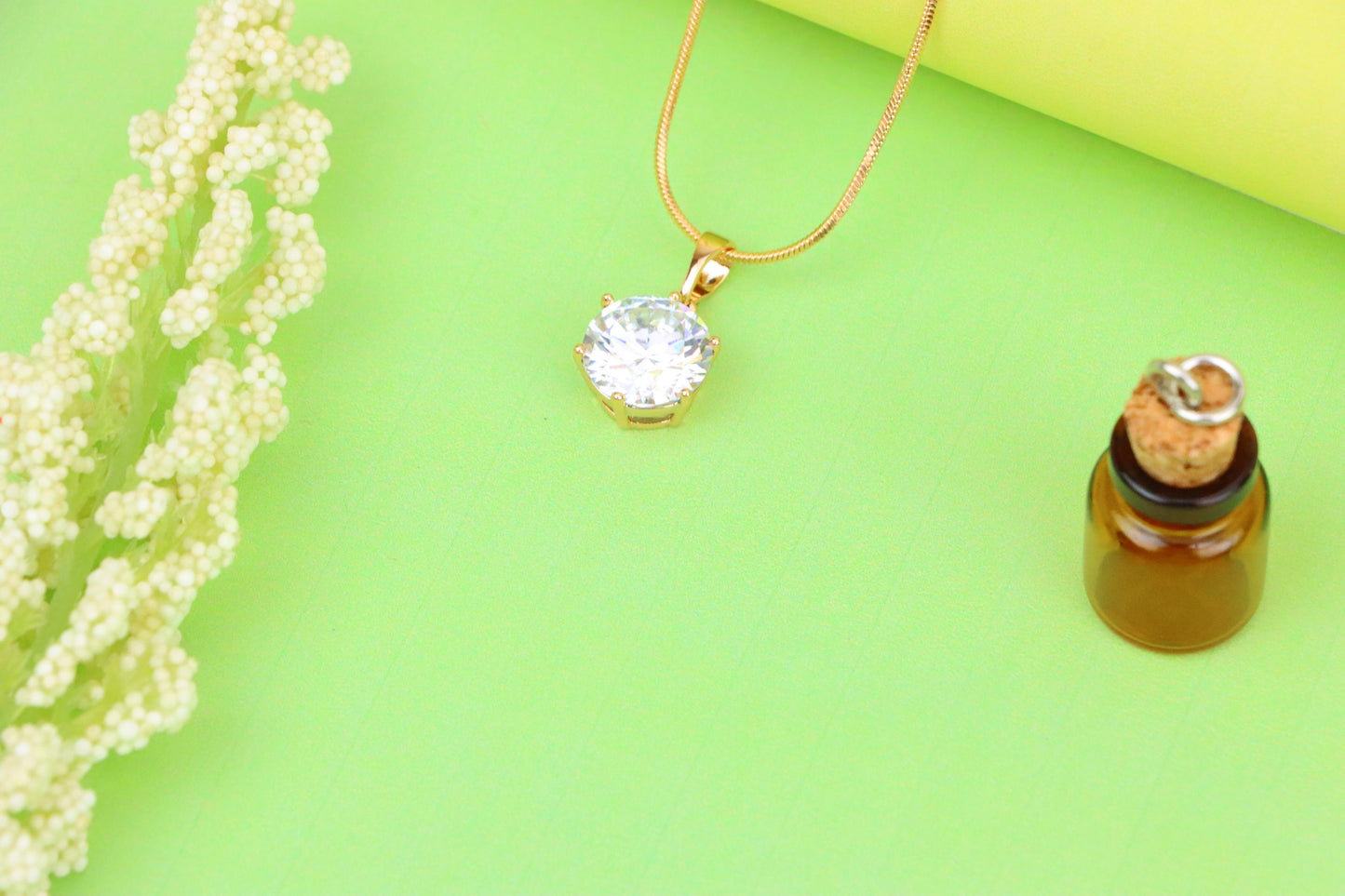 Elegant Round Solitaire Rose Gold Pendant with Sparkling CZ, XPPT1289 (2129-5)