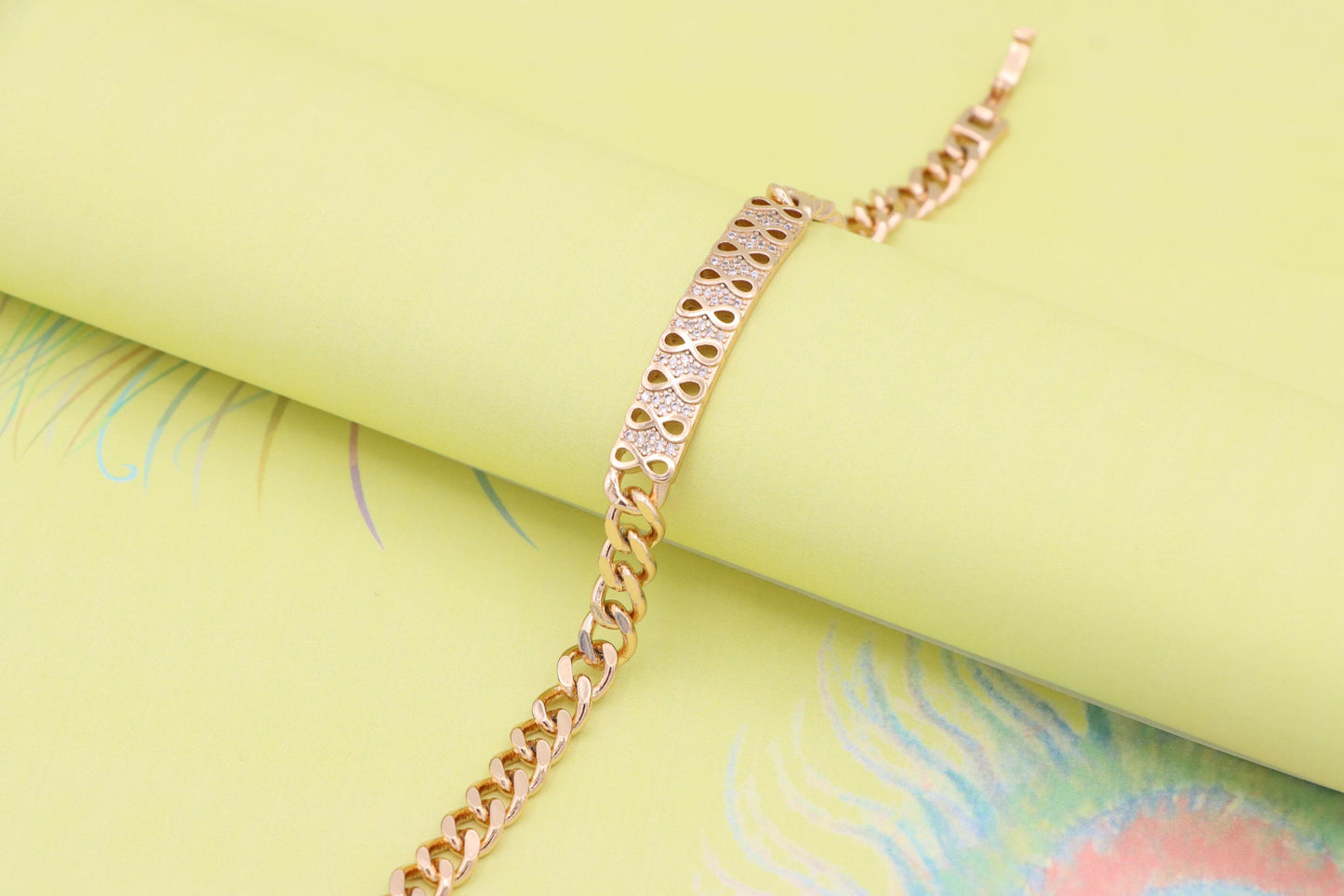 Elegant Infinity Pattern Rose Gold Bracelet with Sparkling CZ Stones, XPBL0965 (2097-4)