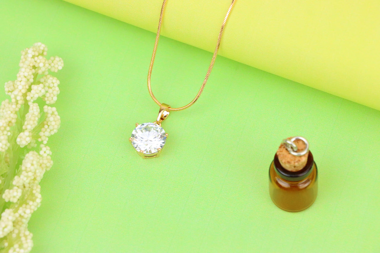 Elegant Round Solitaire Rose Gold Pendant with Sparkling CZ, XPPT1289 (2129-5)