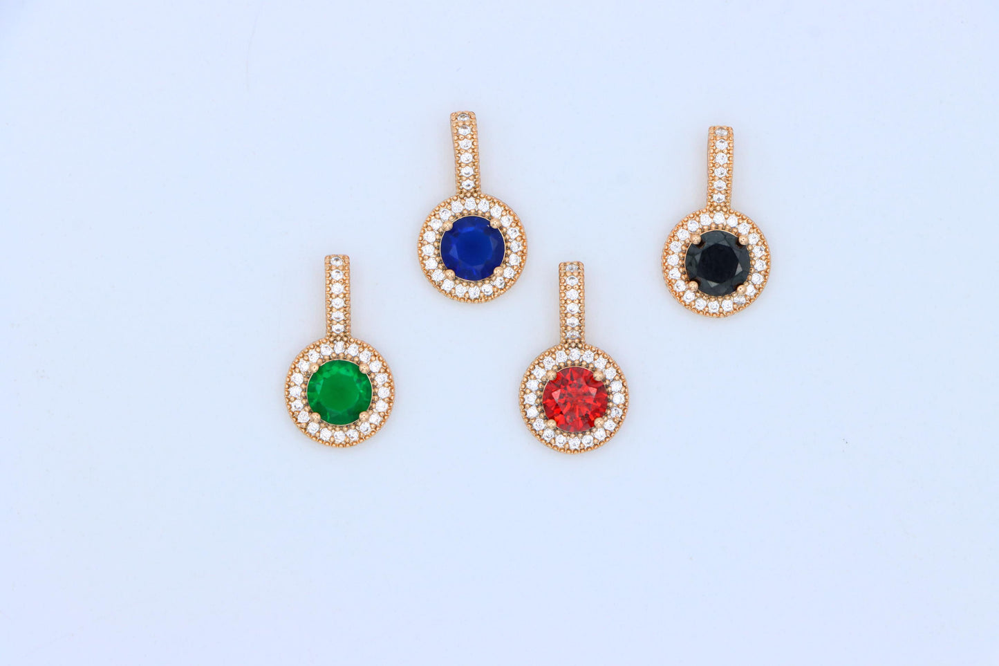 Gold Plated Round Red Stone Pendant with Halo CZ Accent Design, XPPT1742 (2151-4)