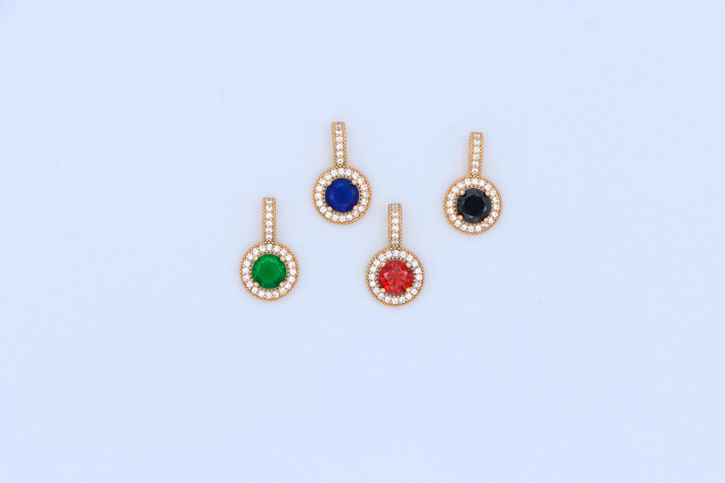 Gold Plated Round Red Stone Pendant with Halo CZ Accent Design, XPPT1742 (2151-4)
