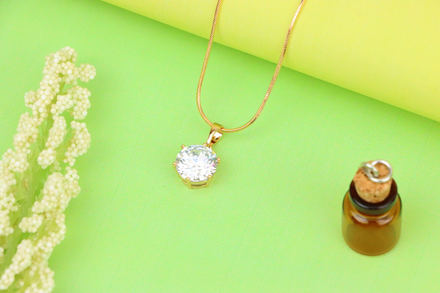Elegant Round Solitaire Rose Gold Pendant with Sparkling CZ, XPPT1289 (2129-5)