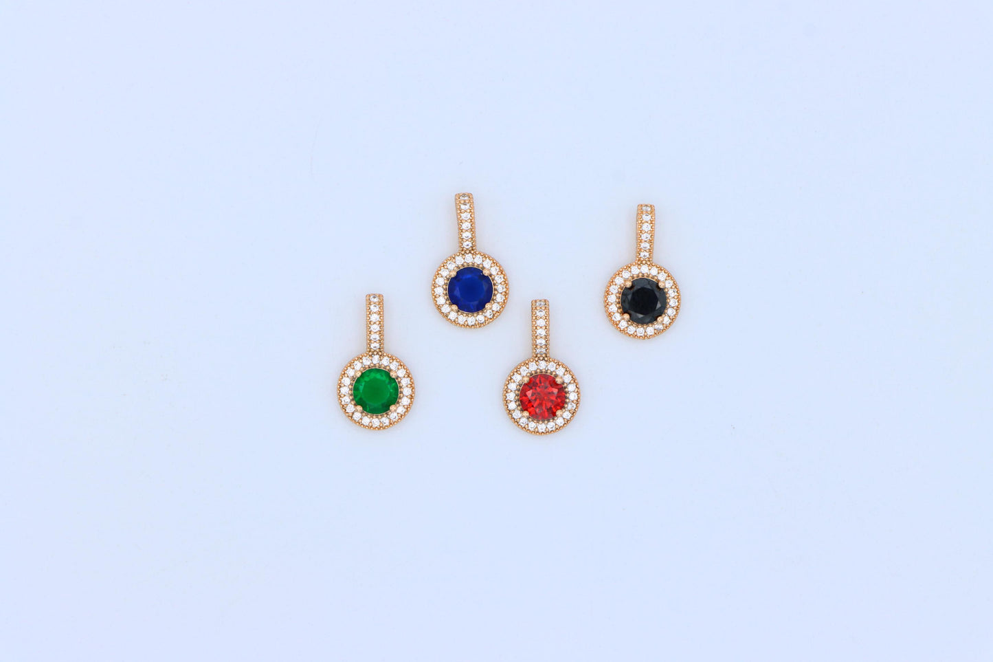 Gold Plated Round Red Stone Pendant with Halo CZ Accent Design, XPPT1742 (2151-4)