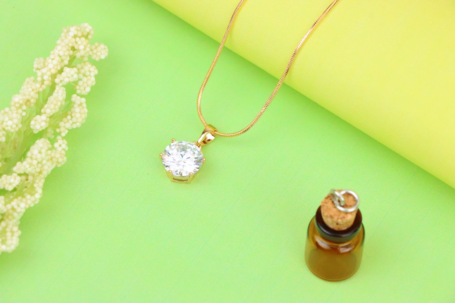 Elegant Round Solitaire Rose Gold Pendant with Sparkling CZ, XPPT1289 (2129-5)