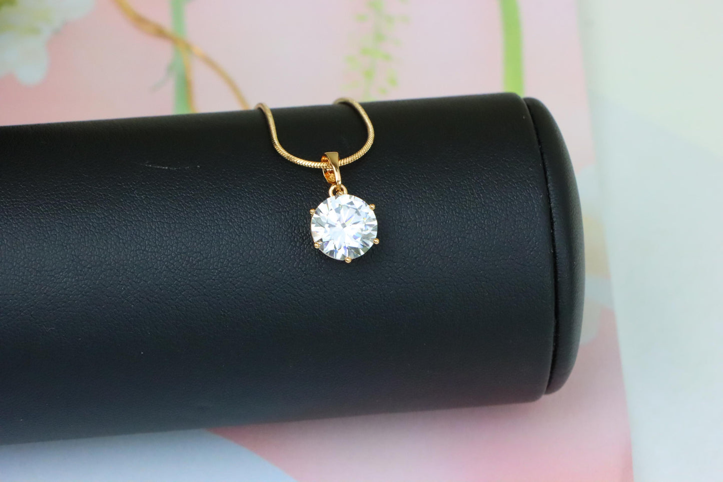 Elegant Round Solitaire Rose Gold Pendant with Sparkling CZ, XPPT1289 (2129-5)