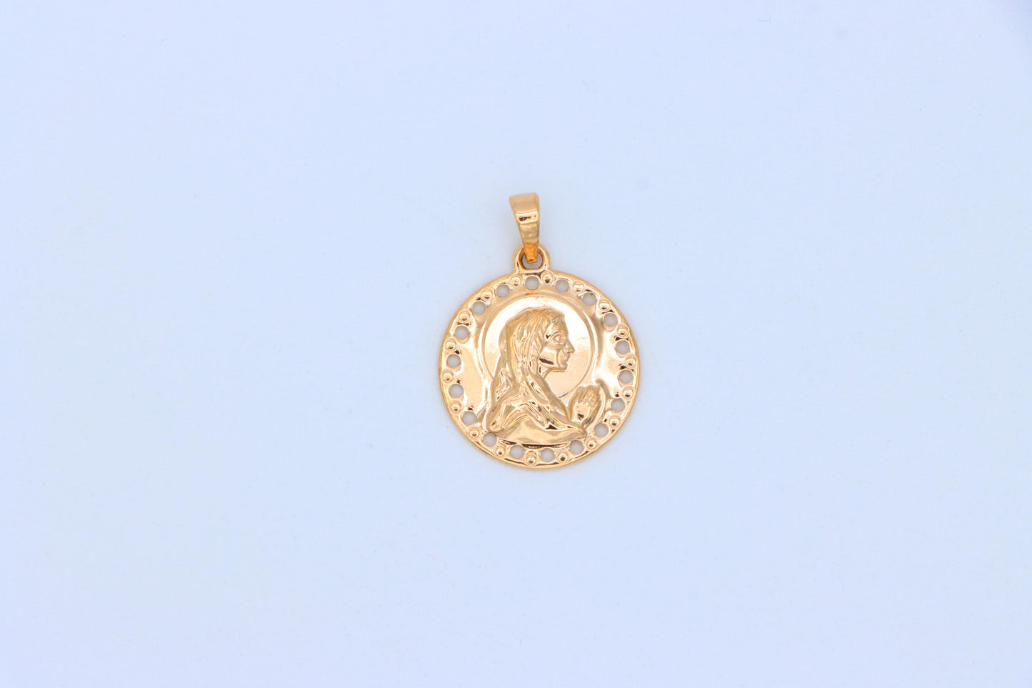 Round Rose Gold Religious Pendant with Praying Figure Design, XPPT1743 (2151-5)