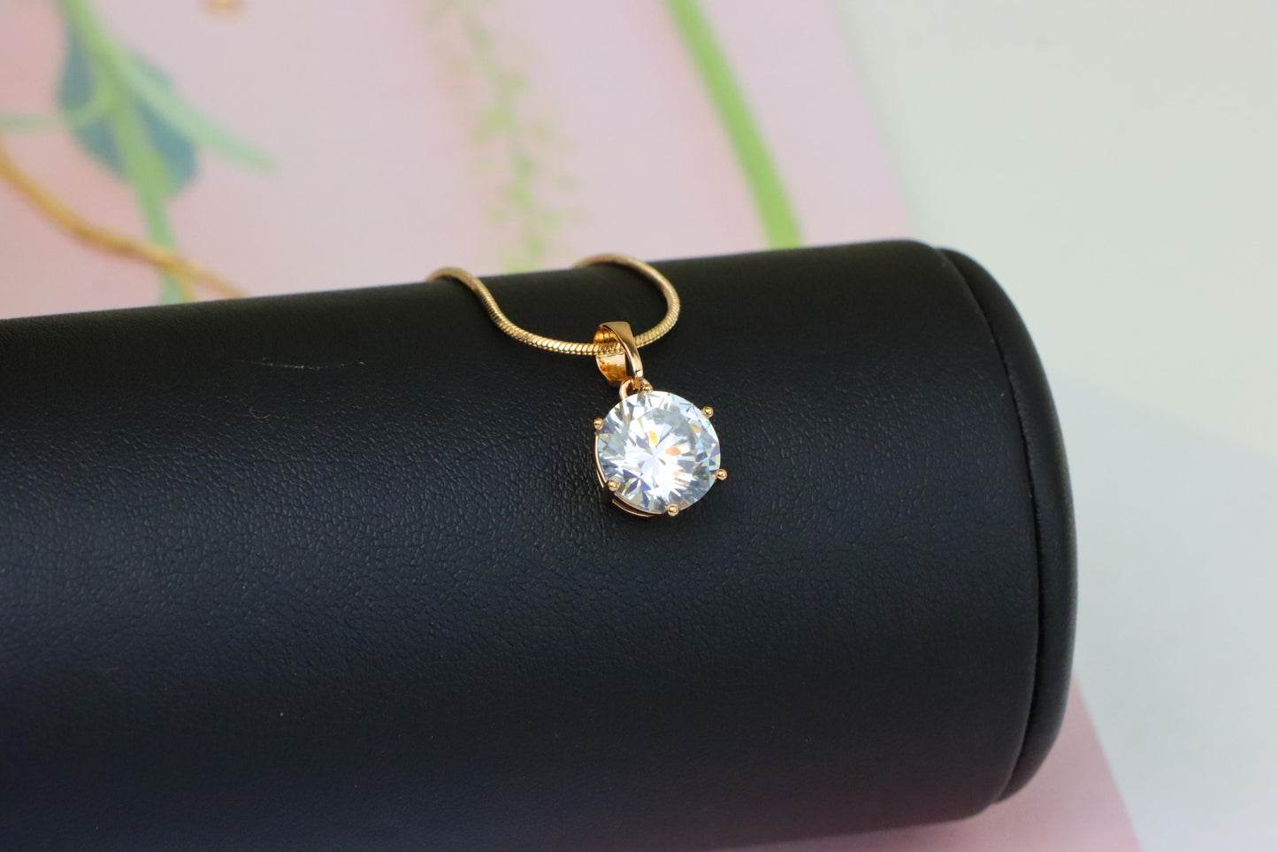 Elegant Round Solitaire Rose Gold Pendant with Sparkling CZ, XPPT1289 (2129-5)