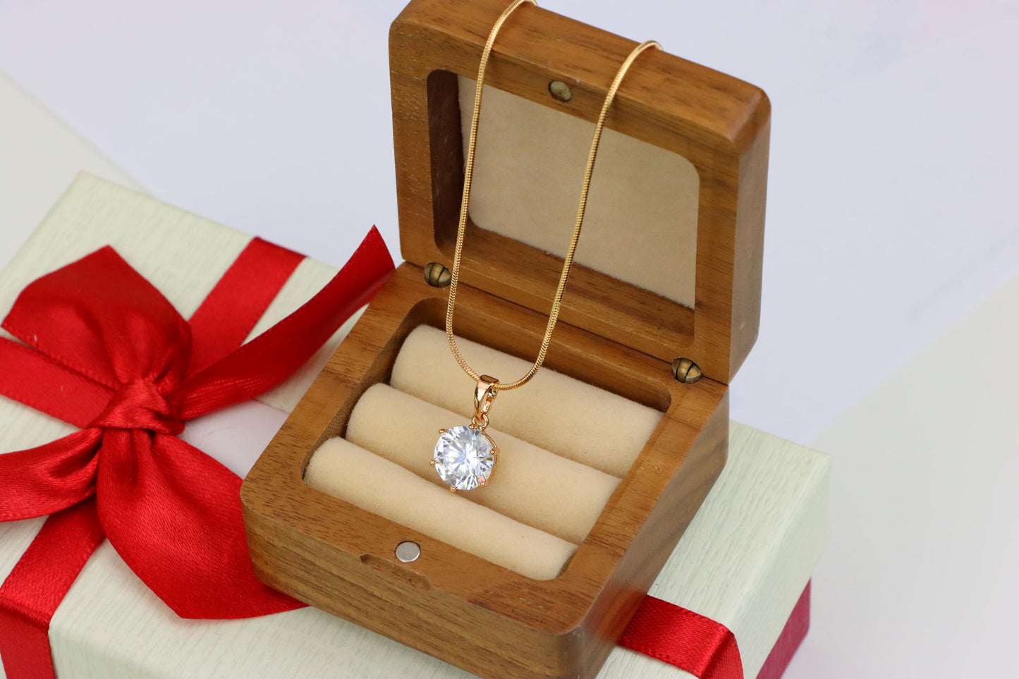 Elegant Round Solitaire Rose Gold Pendant with Sparkling CZ, XPPT1289 (2129-5)