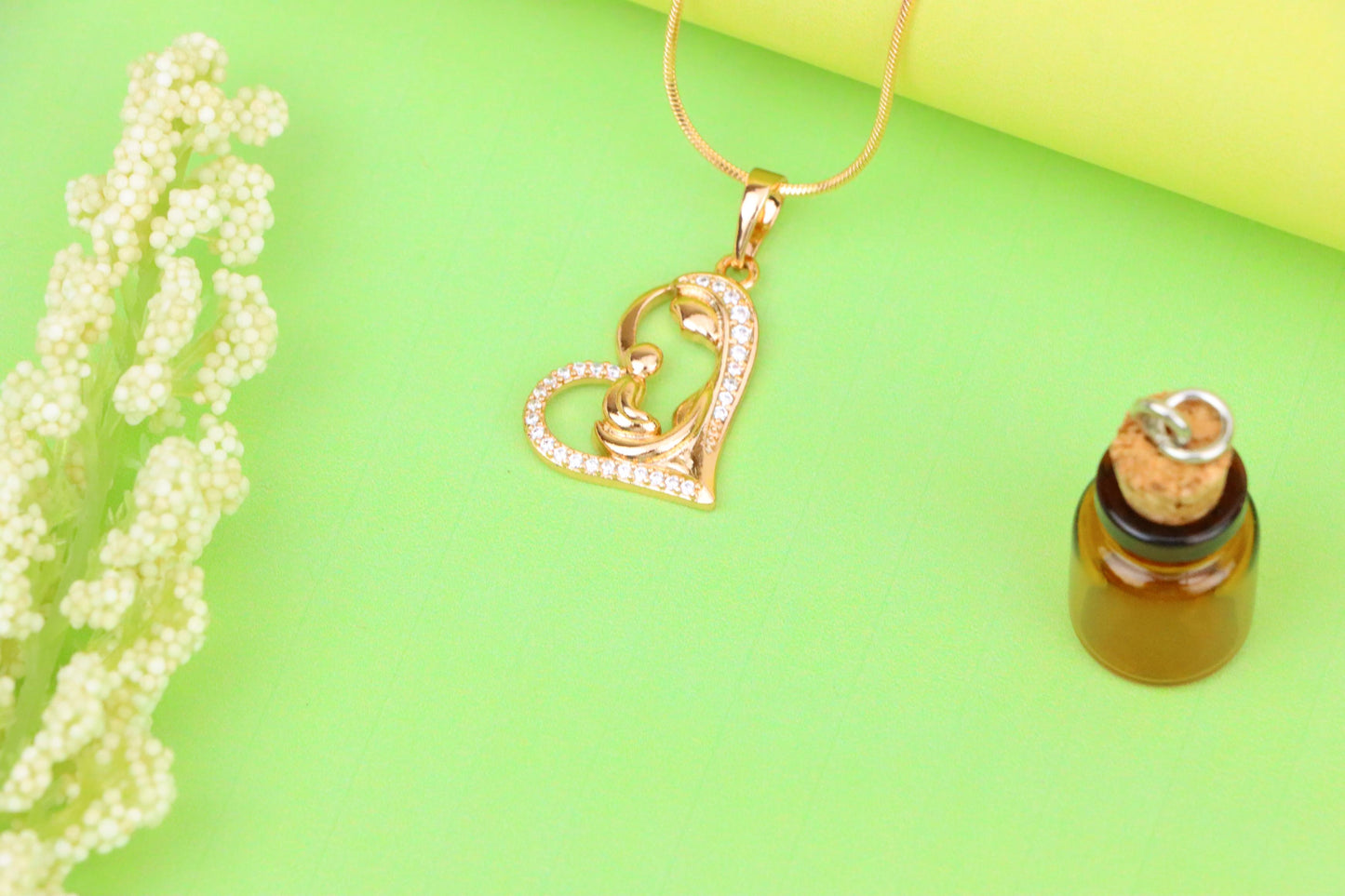 Mother and Child Heart Design Rose Gold Pendant, XPPT1290 (2129-6)