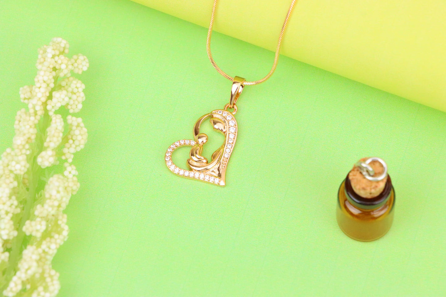Mother and Child Heart Design Rose Gold Pendant, XPPT1290 (2129-6)