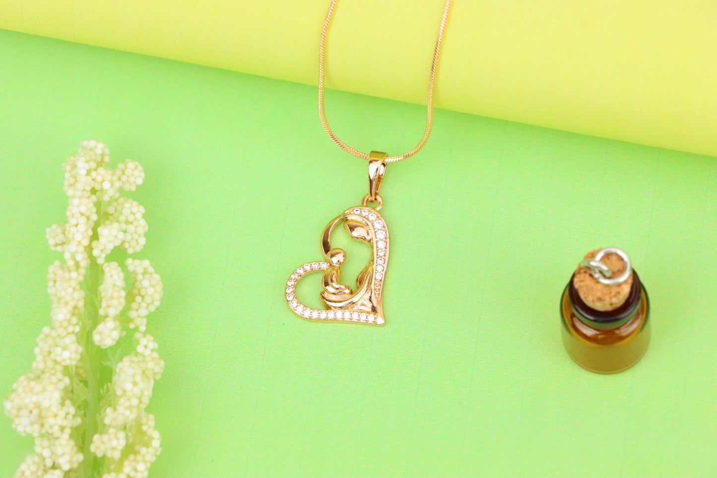 Mother and Child Heart Design Rose Gold Pendant, XPPT1290 (2129-6)