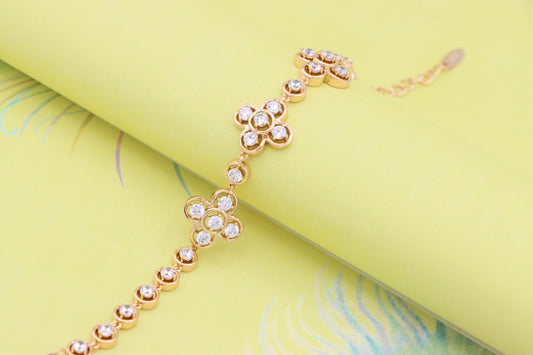 Rose Gold Floral Cluster Bracelet with Crystal Accents, XPBL0966 (2097-5)