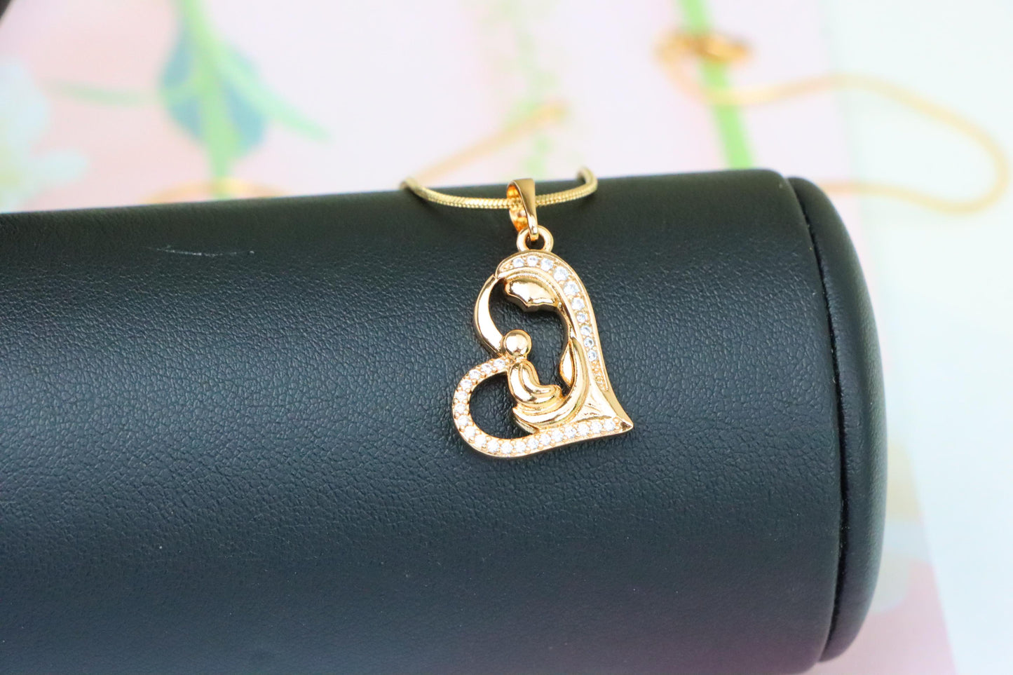 Mother and Child Heart Design Rose Gold Pendant, XPPT1290 (2129-6)
