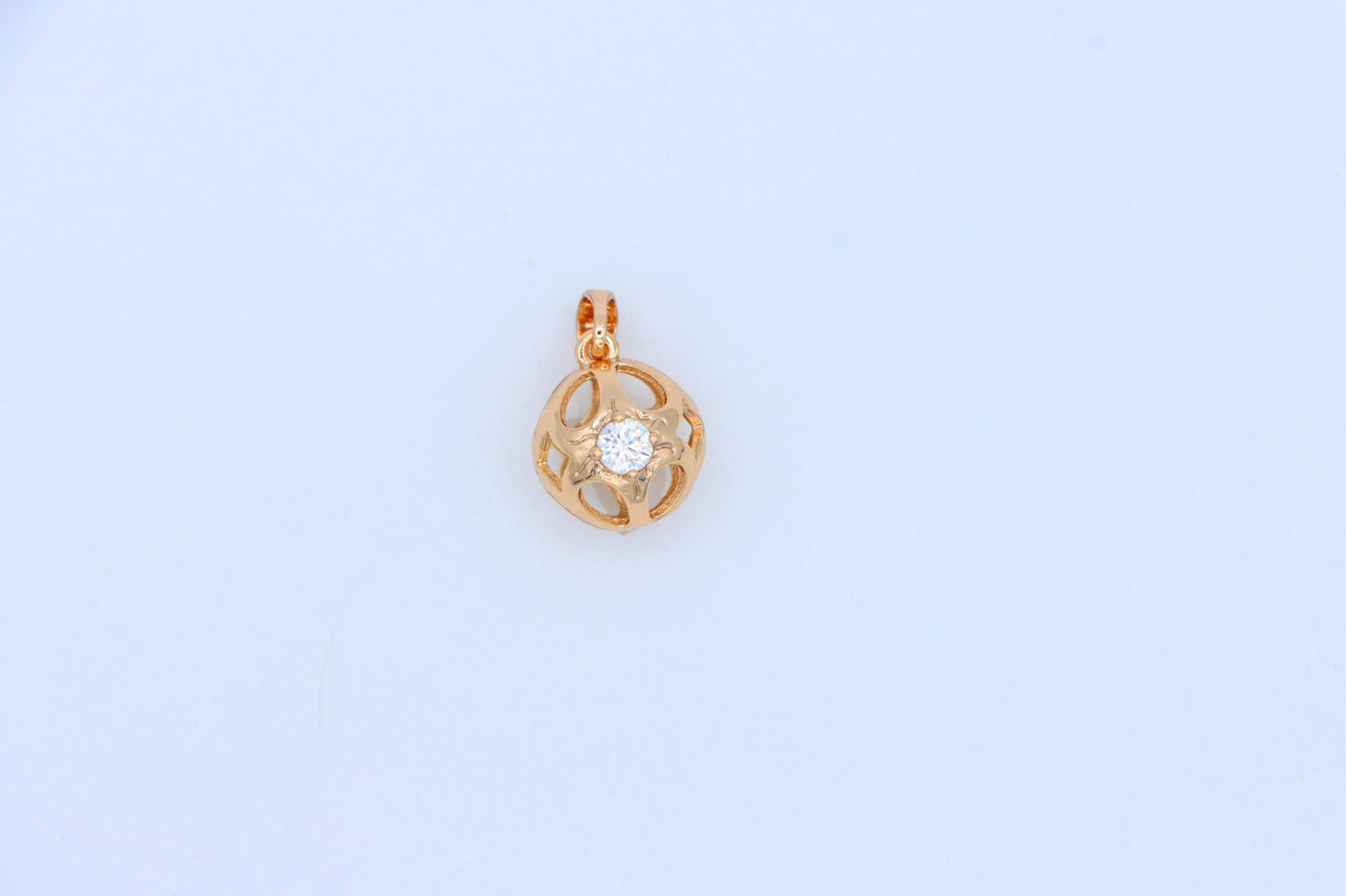 Elegant Rose Gold Round Pendant with Sparkling Center Stone, XPPT1744 (2151-6)