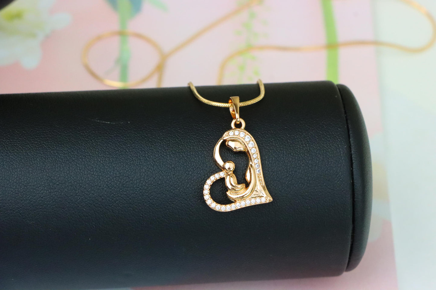 Mother and Child Heart Design Rose Gold Pendant, XPPT1290 (2129-6)