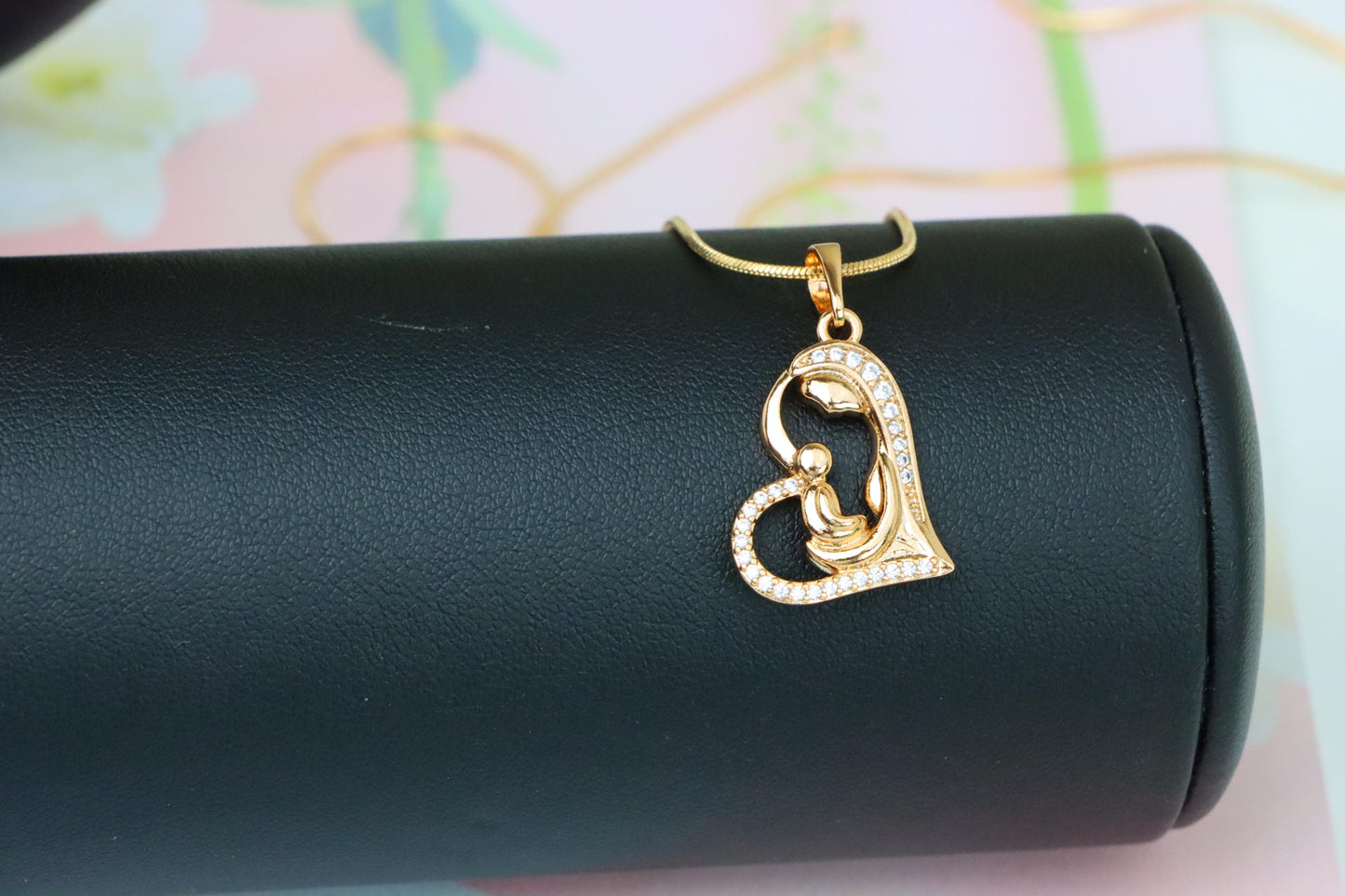 Mother and Child Heart Design Rose Gold Pendant, XPPT1290 (2129-6)