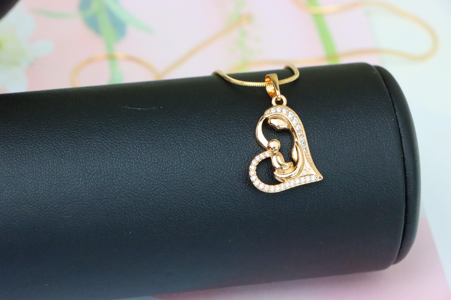 Mother and Child Heart Design Rose Gold Pendant, XPPT1290 (2129-6)