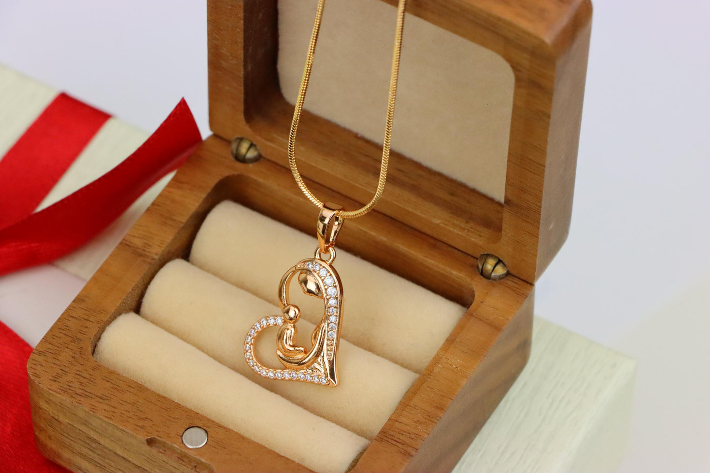 Mother and Child Heart Design Rose Gold Pendant, XPPT1290 (2129-6)