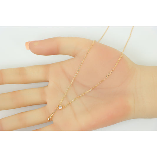 Minimalist Rose Gold Plated Necklace with Crystal Drop, XPNL0148 (2015-8)