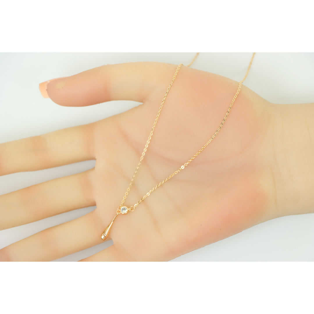 Minimalist Rose Gold Plated Necklace with Crystal Drop, XPNL0148 (2015-8)
