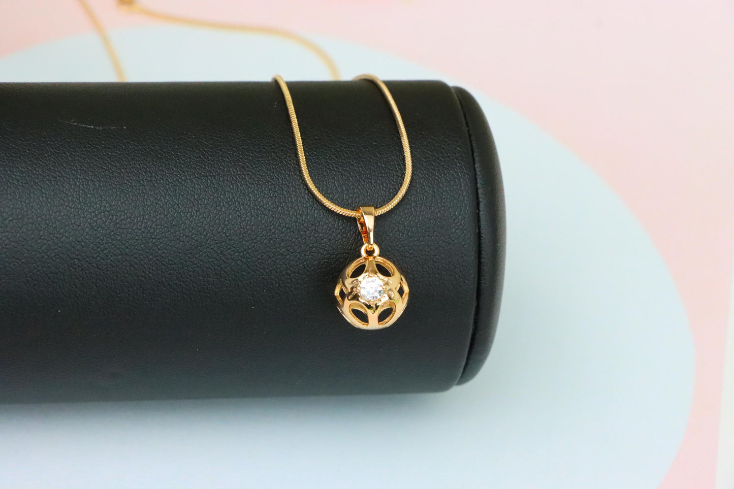 Elegant Rose Gold Round Pendant with Sparkling Center Stone, XPPT1744 (2151-6)