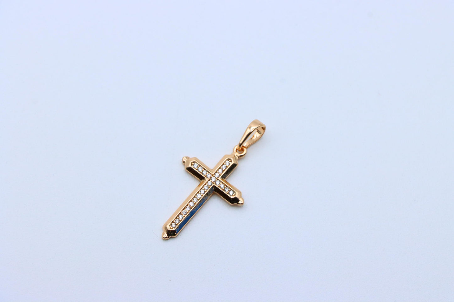 Rose Gold Cross Pendant with Sparkling Stones – Elegant Design, XPPT1745 (2151-7)