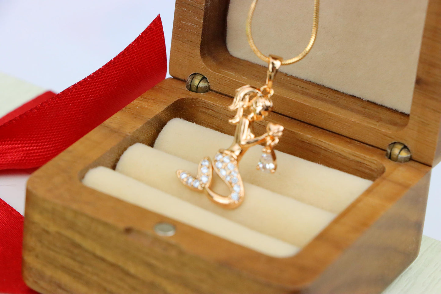Mermaid Rose Gold Pendant with Crystals, XPPT1291 (2129-7)