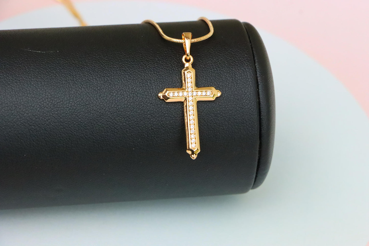 Rose Gold Cross Pendant with Sparkling Stones – Elegant Design, XPPT1745 (2151-7)