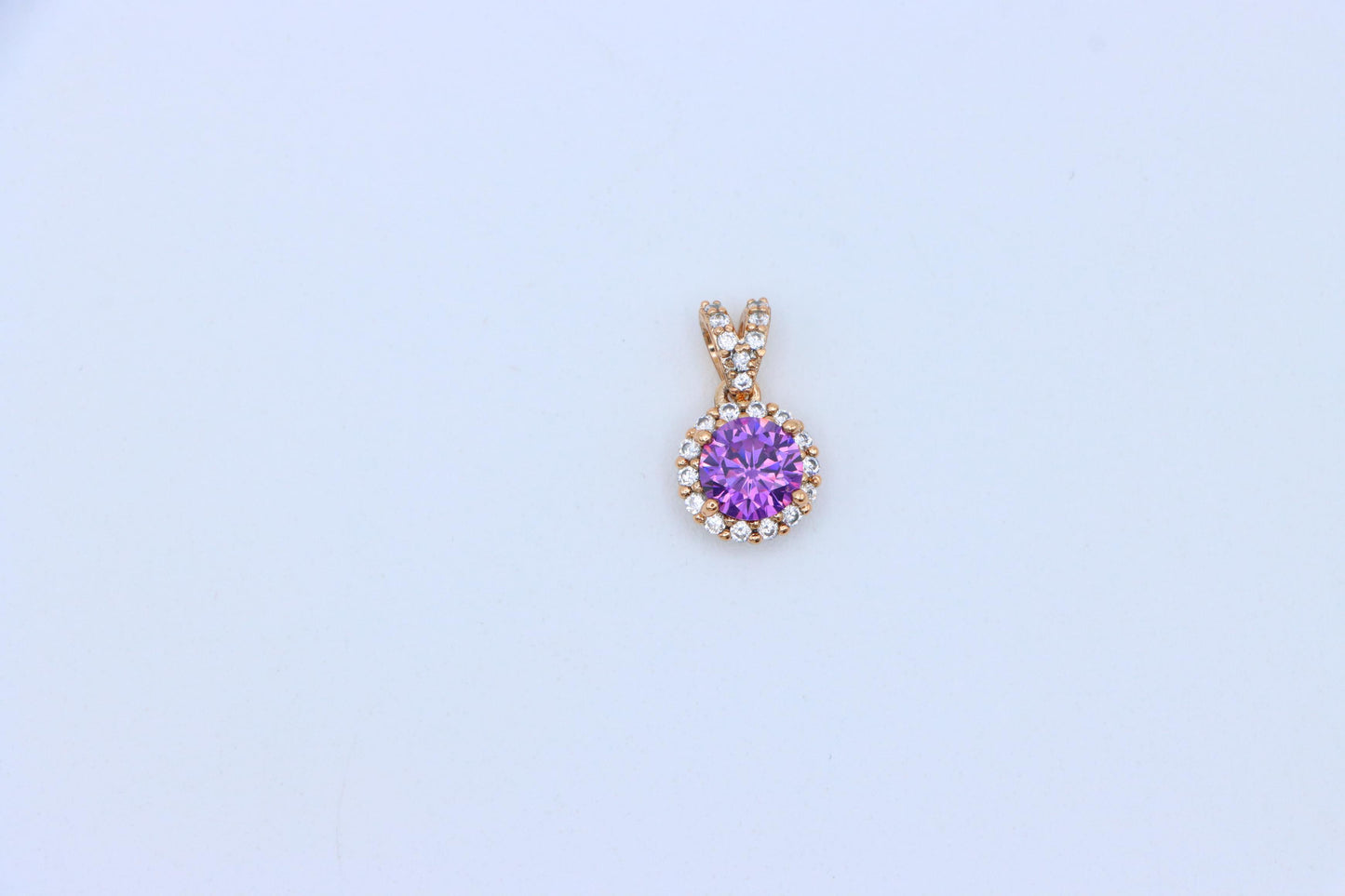Round Purple Stone Rose Gold Pendant, XPPT1292 (2129-8)