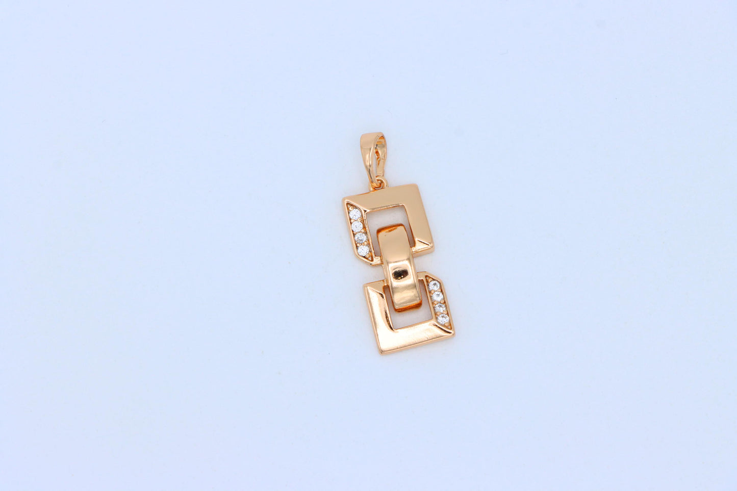 Rose Gold Geometric Link Pendant with Sparkling Accents, XPPT1746 (2151-8)