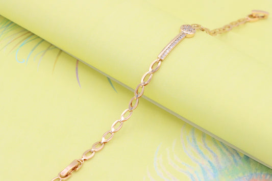 Rose Gold Floral Design Bracelet with Sparkling Zircon Accents, XPBL0968 (2097-7)